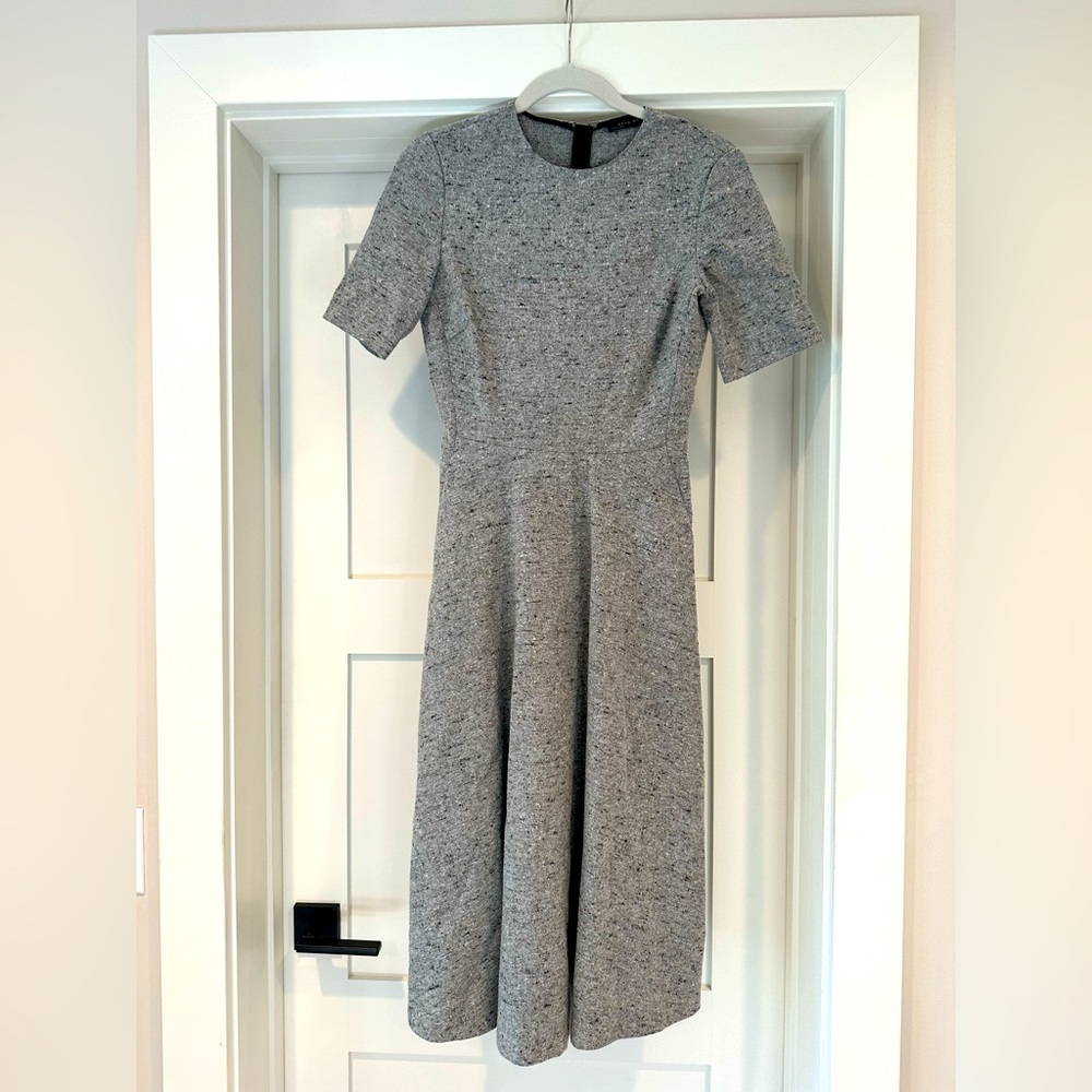 Zara XS Midi Wool Dress Gray Marl
